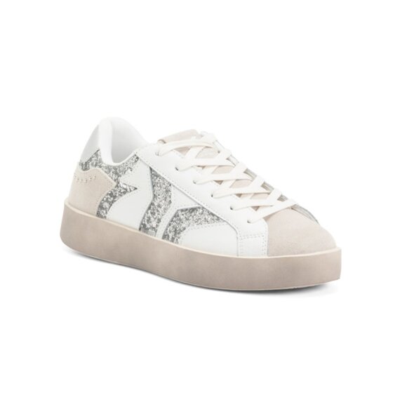 CULTURE OF BRAVE White/silver Leather And Glitter Wing Play Sneakers